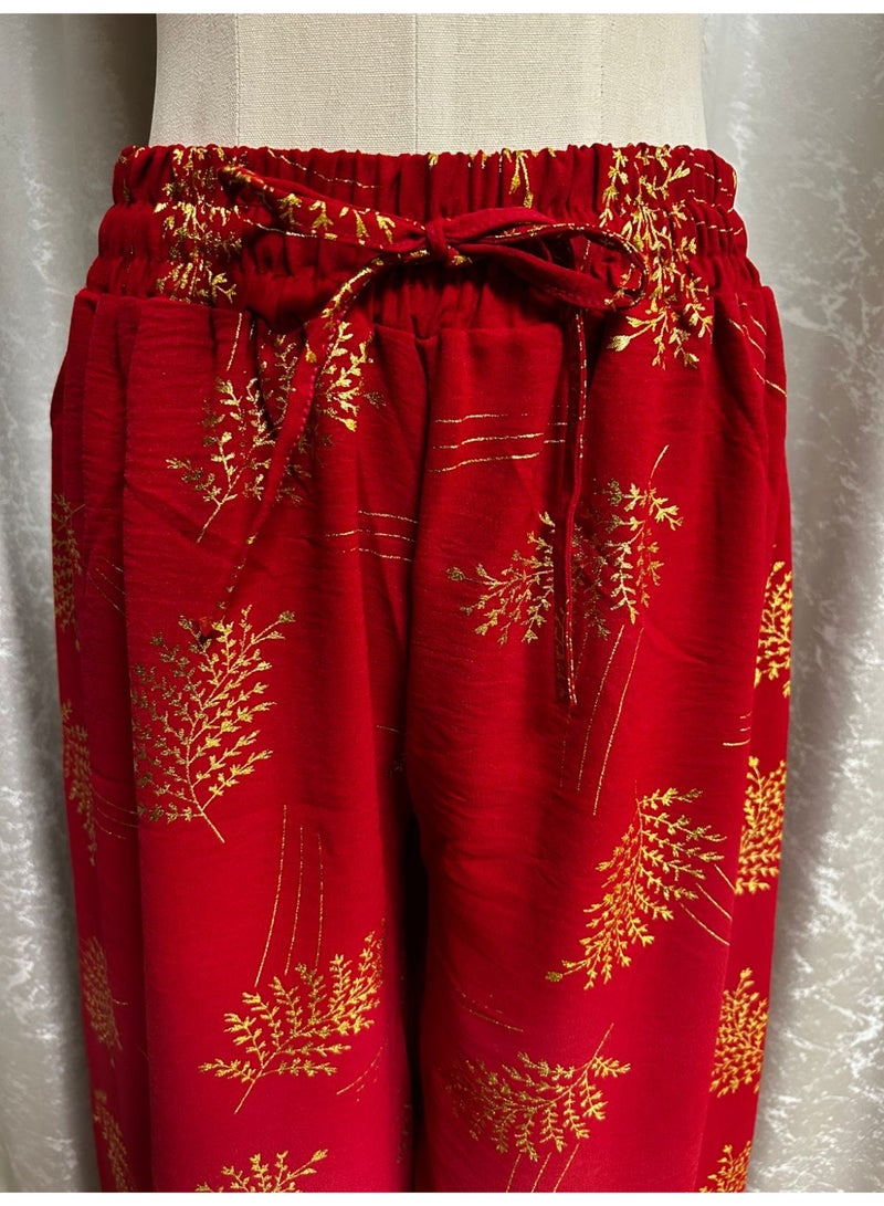 Women's Cotton Linen Summer Palazzo Pants Flowy Wide Leg Free Size - Image 3