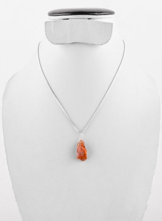 يانارا قلادة أنيقة للنساء، مصنوعة من حجر الأوبال الناري المكسيكي الخام الطبيعي، كريستال كريستالي غير مصقول، حجر الميلاد، سلسلة مطلية بالفضة بطول 18 بوصة - Image 2