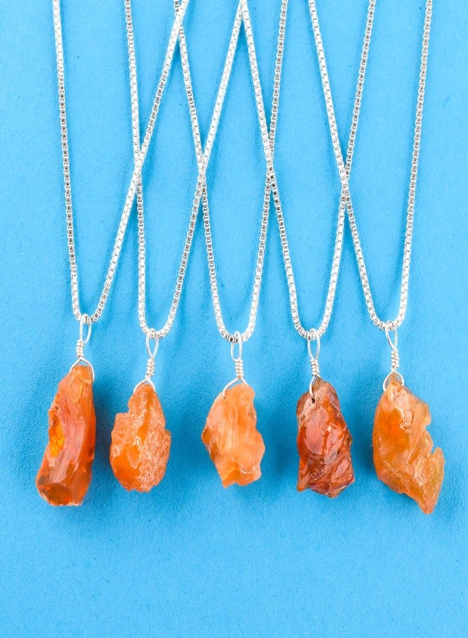 يانارا قلادة أنيقة للنساء، مصنوعة من حجر الأوبال الناري المكسيكي الخام الطبيعي، كريستال كريستالي غير مصقول، حجر الميلاد، سلسلة مطلية بالفضة بطول 18 بوصة - Image 3