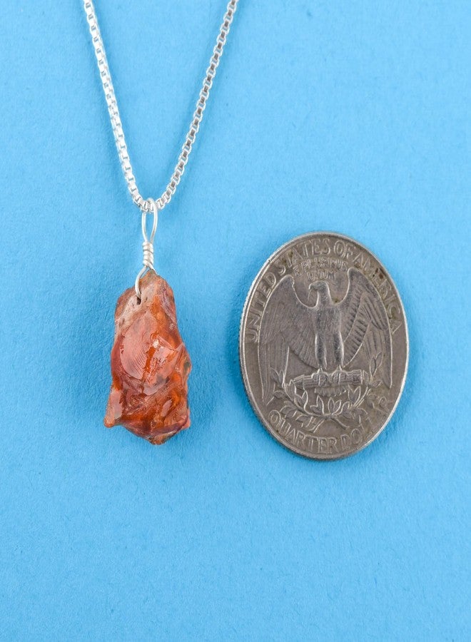 يانارا قلادة أنيقة للنساء، مصنوعة من حجر الأوبال الناري المكسيكي الخام الطبيعي، كريستال كريستالي غير مصقول، حجر الميلاد، سلسلة مطلية بالفضة بطول 18 بوصة - Image 4