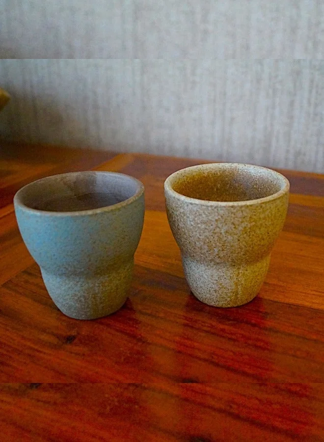 Tohfa Luxe Tohfa luxe Gradir Ceramic Cup Set – 2 Handmade Rustic Ceramic Cups, 170ml Each, Textured Brown & Grey Finish, Artisan Coffee & Tea Mug Set