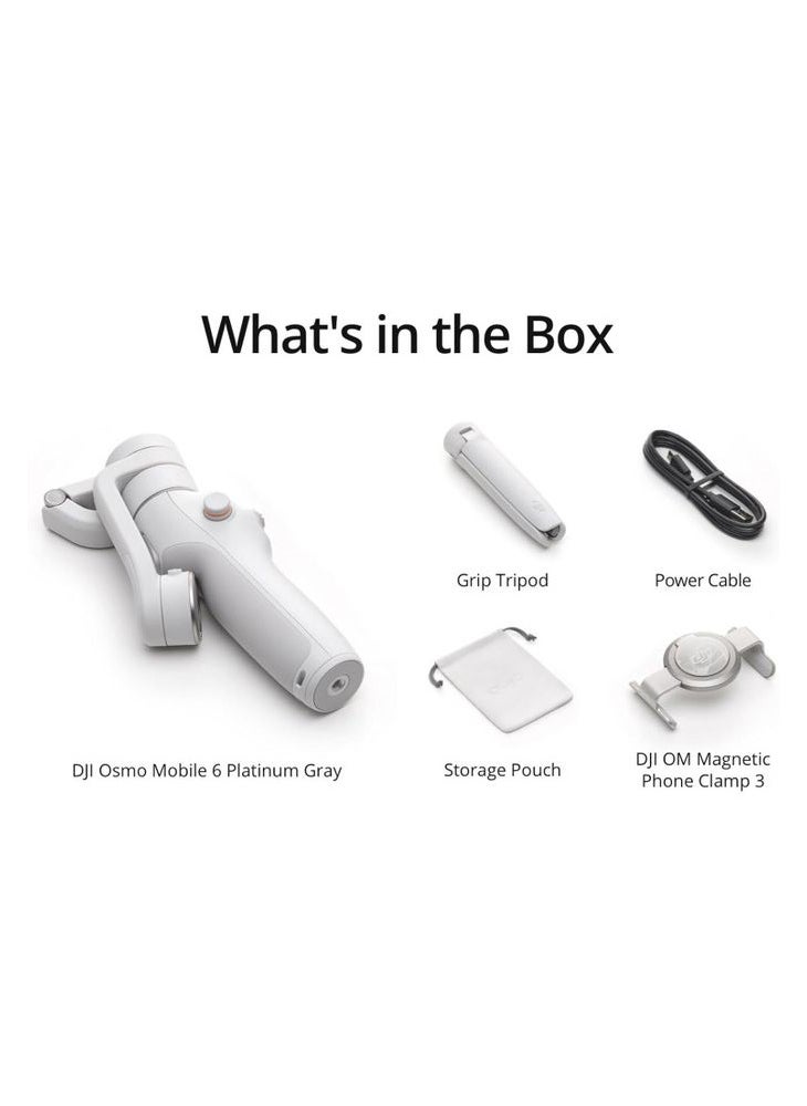dji - DJI Osmo Mobile 6 Gimbal Stabilizer for Smartphones Platinum Gray, 3-Axis Stabilization, Built-in Extension Rod, Object Tracking, Foldable, YouTube TikTok Vlogging Bundle with Deco Gear Accessory Kit - Image 1