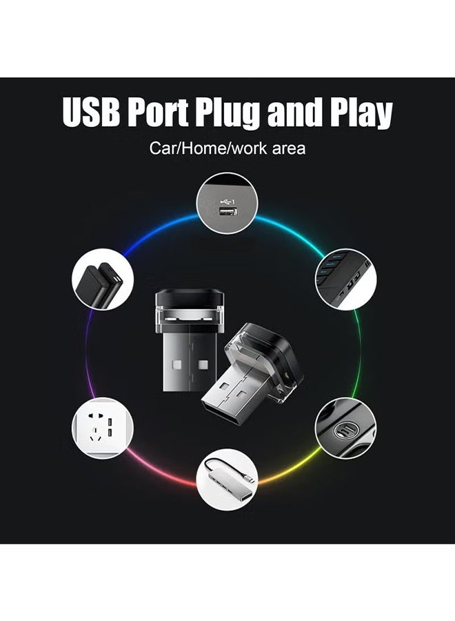 4 قطع أضواء USB LED للسيارة | أضواء داخلية للسيارة | إضاءة داخلية للسيارة USB | أضواء LED للسيارة الداخلية اللاسلكية | ضوء ليلي متعدد الألوان إضاءة داخلية لجميع السيارات والمنزل - Image 3