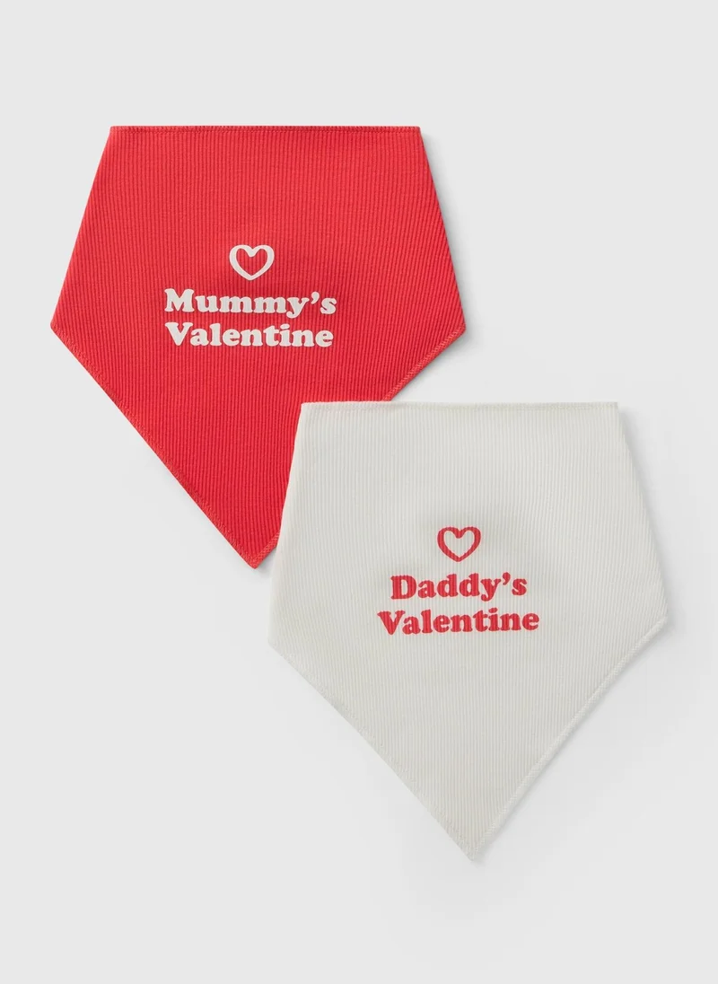 Matalan 2 Pack Baby Red Valentine Bibs