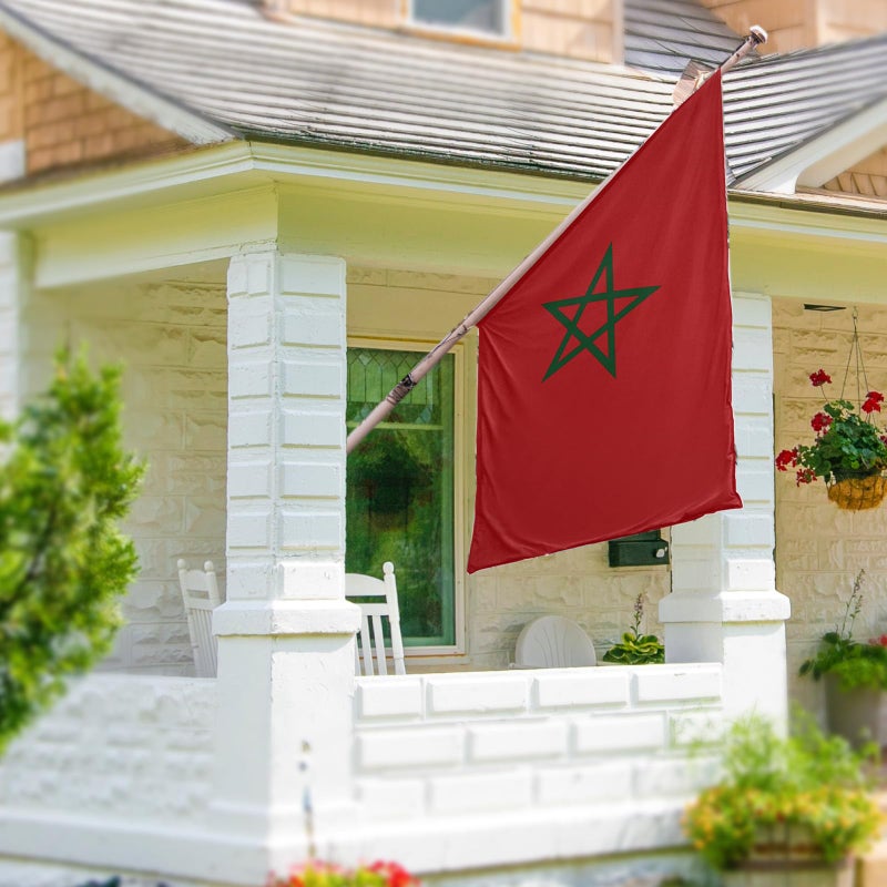 ASUNO Morocco Flag 90 × 150 CM Polyester Moroccan National Banner with 2 Brass Grommets Double Side Vivid Color Fade Resistant for Outside Garden Lawn Patio - Image 5