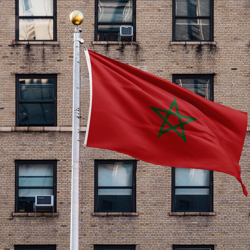 ASUNO Morocco Flag 90 × 150 CM Polyester Moroccan National Banner with 2 Brass Grommets Double Side Vivid Color Fade Resistant for Outside Garden Lawn Patio - Image 4