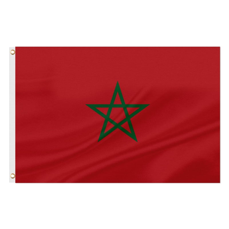 ASUNO Morocco Flag 90 × 150 CM Polyester Moroccan National Banner with 2 Brass Grommets Double Side Vivid Color Fade Resistant for Outside Garden Lawn Patio - Image 1