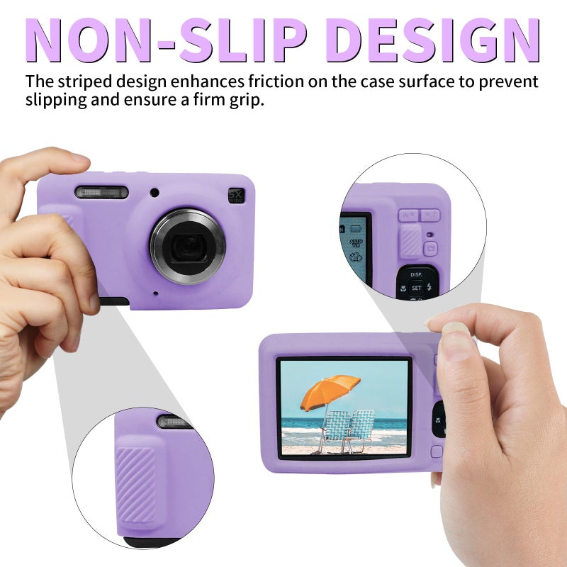 Easy Hood Camera Case for Kodak PIXPRO FZ55  Soft Silicone Protective Skin Cover  Anti-Scratch Lightweight Slim Camera Carrying Case  FZ55 Accessories for Travel(Purple) - Image 5