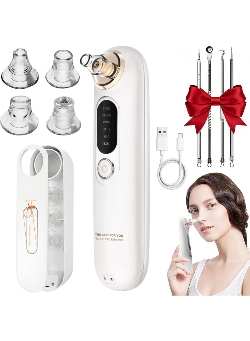 5 سرعة ​​ Blackhead Remover الفراغ ، نوع C القابل لإعادة الشحن Blackhead Extractor مع 4 رؤوس قابلة للإزالة ، Black Head Extractor Tool للنساء والرجال ، إزالة الرؤوس البيضاء للوجه والأنف - Image 1