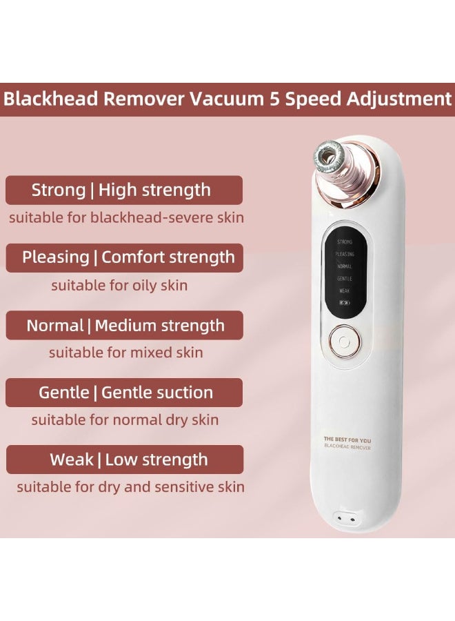 5 سرعة ​​ Blackhead Remover الفراغ ، نوع C القابل لإعادة الشحن Blackhead Extractor مع 4 رؤوس قابلة للإزالة ، Black Head Extractor Tool للنساء والرجال ، إزالة الرؤوس البيضاء للوجه والأنف - Image 4