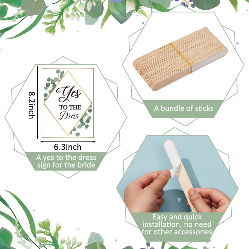 Lewtemi Set of 33 Say Yes to the Dress Signs Wedding Shopping Props Signs Paddles for Bridesmaids and Brides Bachelorette Party Games (Eucalyptus) - Image 4