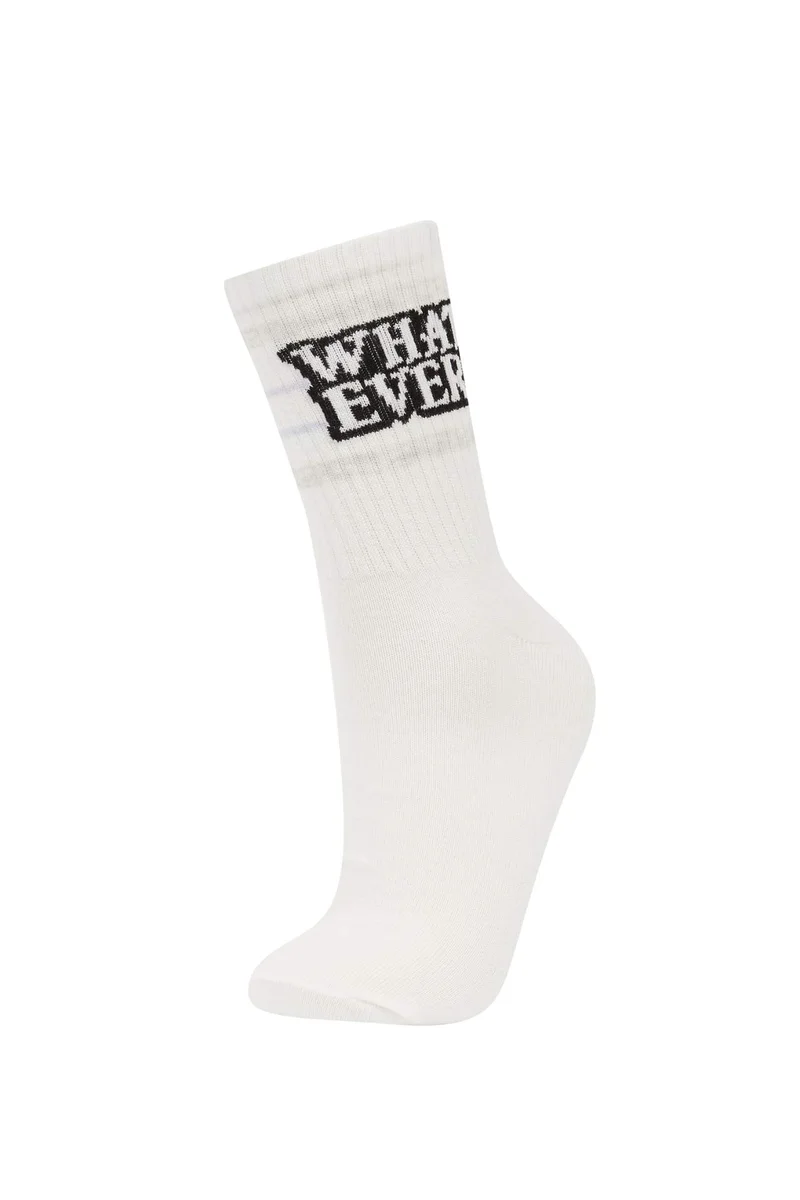 Defacto  Woman Slogan 3 piece Long sock for Women | Best Price UAE