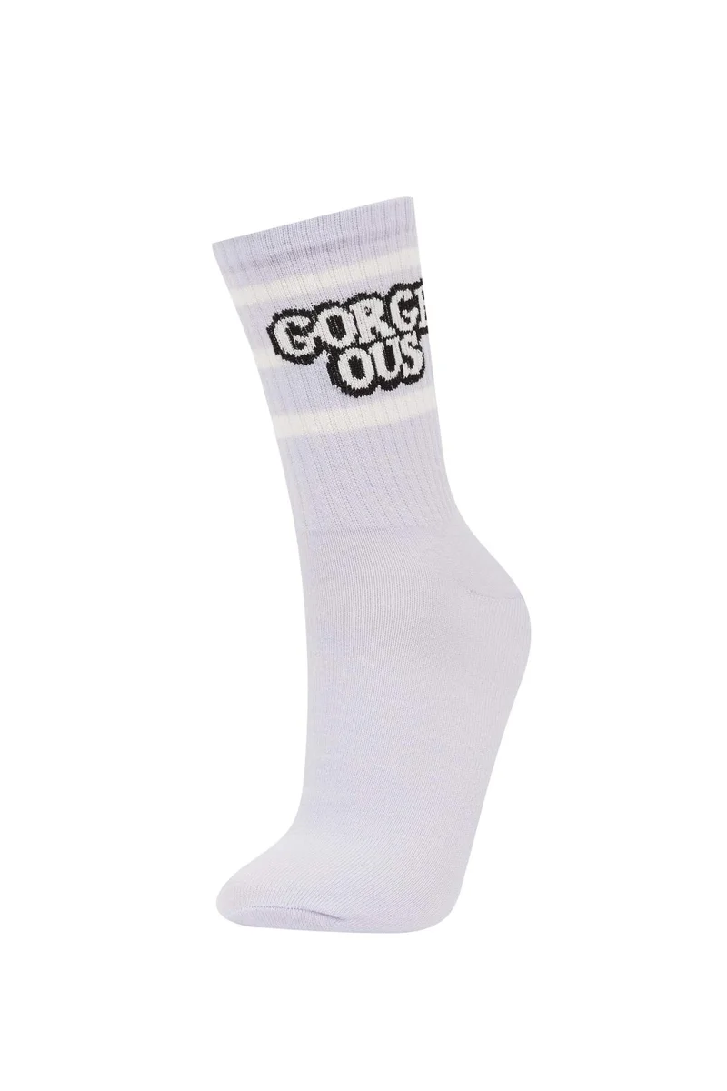 Defacto  Woman Slogan 3 piece Long sock for Women | Best Price UAE
