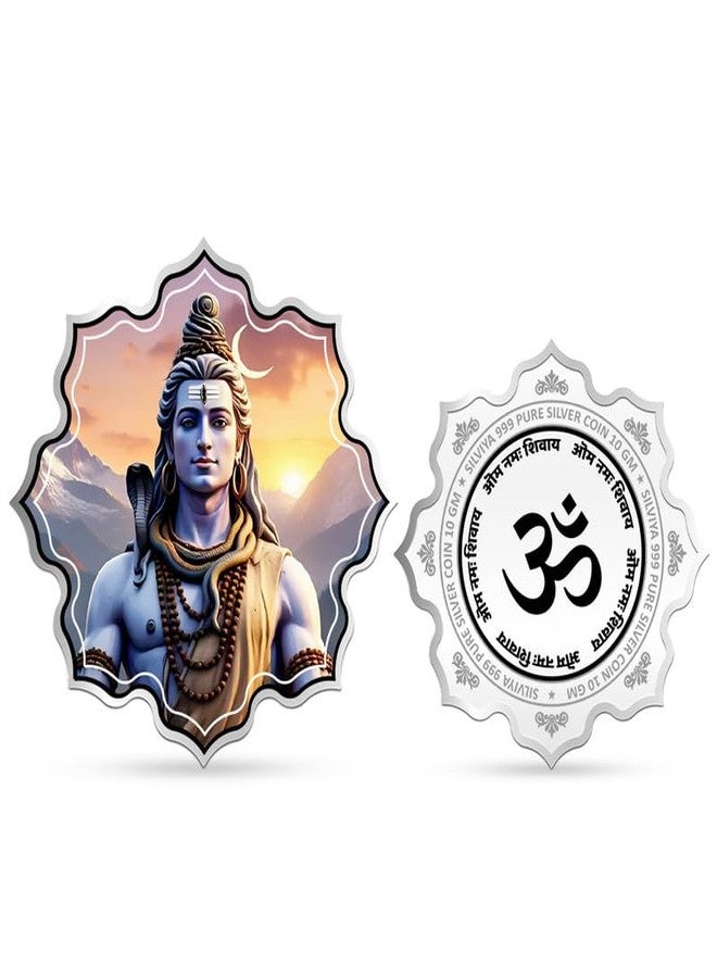 Silviya BIS Hallmarked Lord Shiva 999 Pure Silver Coin (10g) Lotus Shape: Sacred Temple Gift - Hindu God Blessing Coin - Kedarnath Dham Pilgrimage Souvenir - Image 1