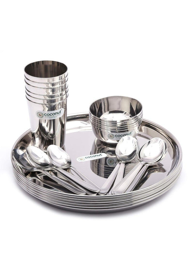 Coconut Coconut Stainless Steel (Heavy Guage) Mirror Finish Happy Dinner Set/Dinnerware & Serveware - 30 Pc  - Image 2