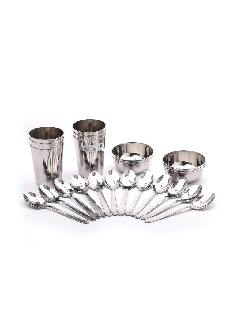 Coconut Coconut Stainless Steel (Heavy Guage) Mirror Finish Happy Dinner Set/Dinnerware & Serveware - 30 Pc  - Image 5