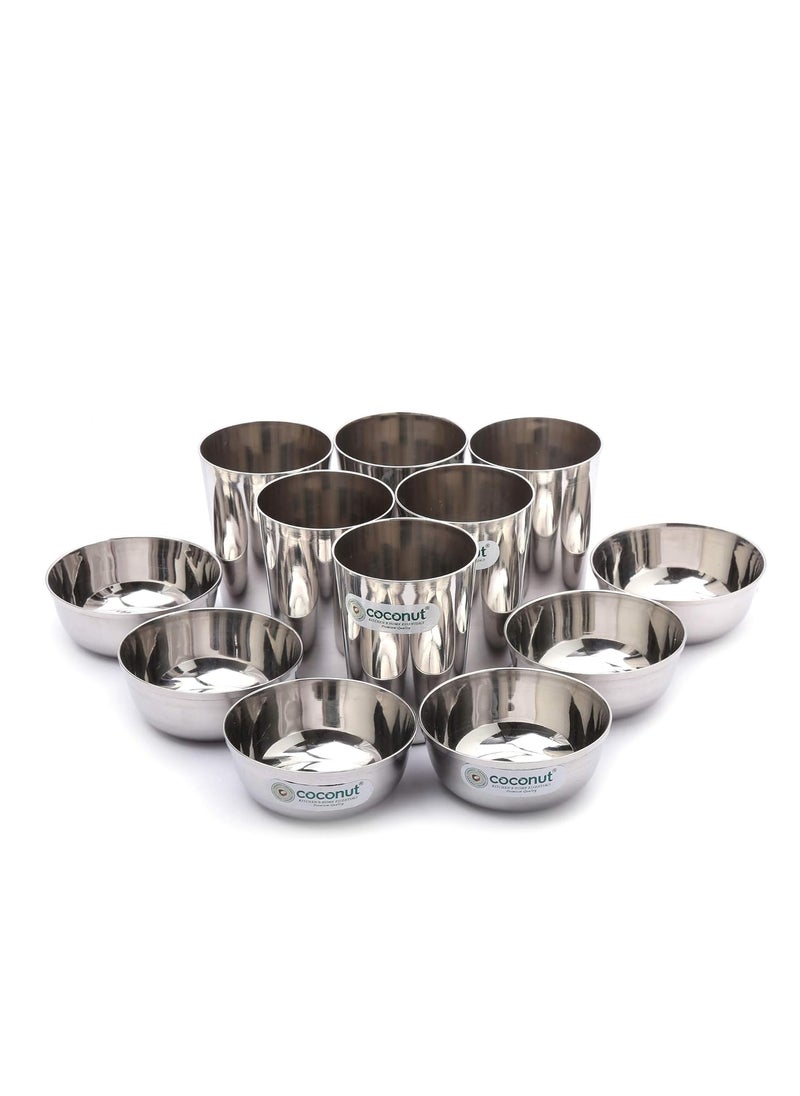 Coconut Coconut Stainless Steel (Heavy Guage) Mirror Finish Happy Dinner Set/Dinnerware & Serveware - 30 Pc  - Image 4