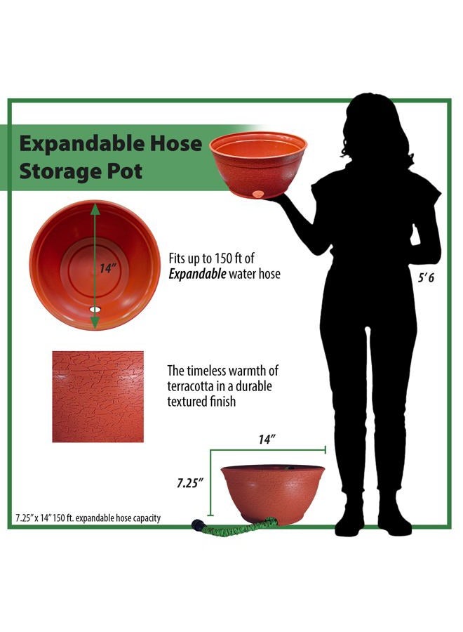 Emsco Group Expandable Hose Hider – Expandable Hose Storage Pot – Rustic Terra Cotta - Image 2