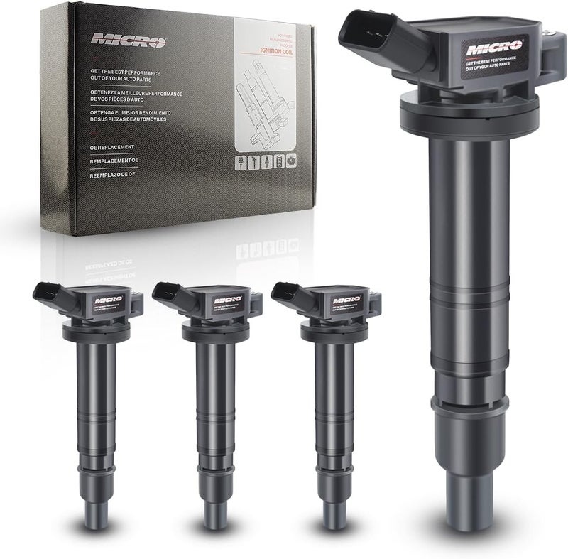 Micro Premium Ignition Coils Pack of 4 for Lexus, Scion, and Toyota Models with Dielectric Grease - Image 1