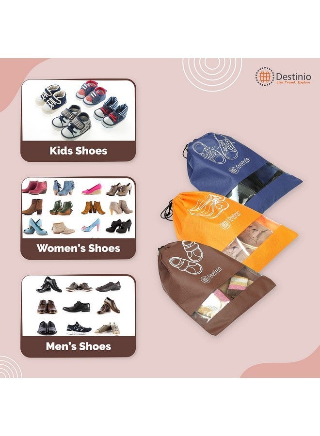 Destinio Shoe Bags Pouches Travel, 6 Pcs in 3 Colours and 3 Designs, Shoe Bags for Storage at Home, Essential Shoes Cover and Organizer for Travelling (Pack of 6) - Image 5