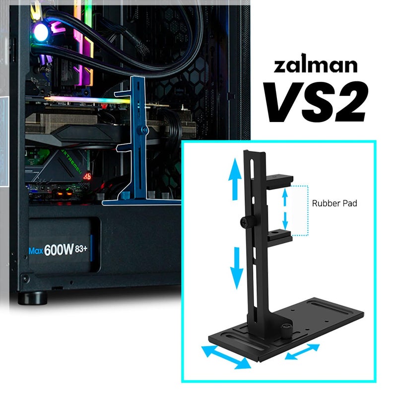 ZALMAN حامل بطاقة الرسوميات Zalman VS2، دعامة بطاقة الرسوميات المثبتة بالبراغي، حامل GPU قابل للتعديل ضد الانحناء، قاعدة دعم بطاقة الفيديو، تناسب غلاف PSU أو تثبيت براغي المروحة، متوافق مع بطاقات الرسوميات من سلسلة 5080 - Image 3