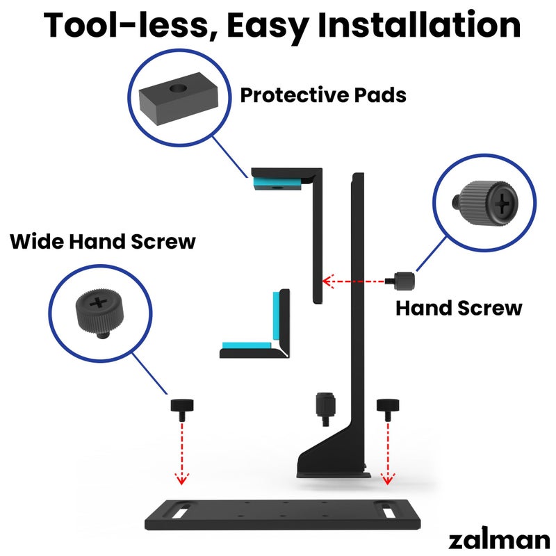 ZALMAN حامل بطاقة الرسوميات Zalman VS2، دعامة بطاقة الرسوميات المثبتة بالبراغي، حامل GPU قابل للتعديل ضد الانحناء، قاعدة دعم بطاقة الفيديو، تناسب غلاف PSU أو تثبيت براغي المروحة، متوافق مع بطاقات الرسوميات من سلسلة 5080 - Image 5