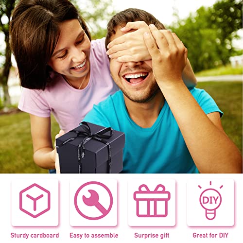 Hamiggaa Explosion Box Gifts,Surprise Creative DIY Photo,Exploding Love Box,Love Memory Photo Box with 4 Faces for Anniversary,Birthday,Valentine's Day and Wedding(Black) Square - Image 5