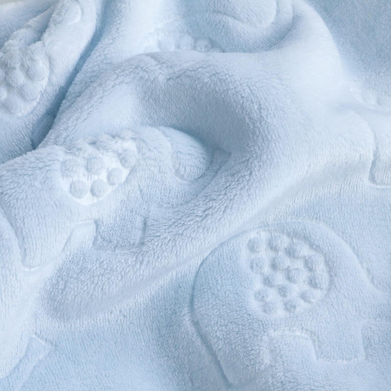 BORITAR Fleece Baby Blanket with 3D Elephant Design for Boys Girls, Ultra Soft Cozy Receiving Blanket for Newborn Infant Toddler, Fluffy Blanket for Crib, Stroller (30x40 Inches, Light Blue) - Image 2