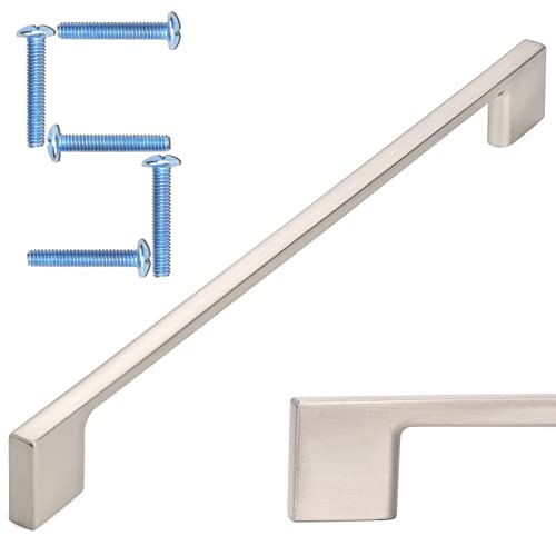 KOOFIZO 5 Pack 8-4/5 Inch Brushed Nickel Kitchen Cabinet Pulls Stain Nickel Cabinet Handles Silver Cabinet Hardware for Kitchen Cabinets Drawer P01 Dresser Cupboard Bedroom Bathroom - Image 1