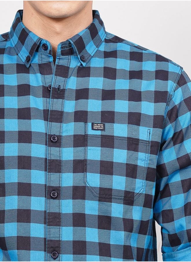 The Indian Garage Co Men Slim Fit Checkered Full Sleeves Cutaway Collar Casual Shirt  - Image 5