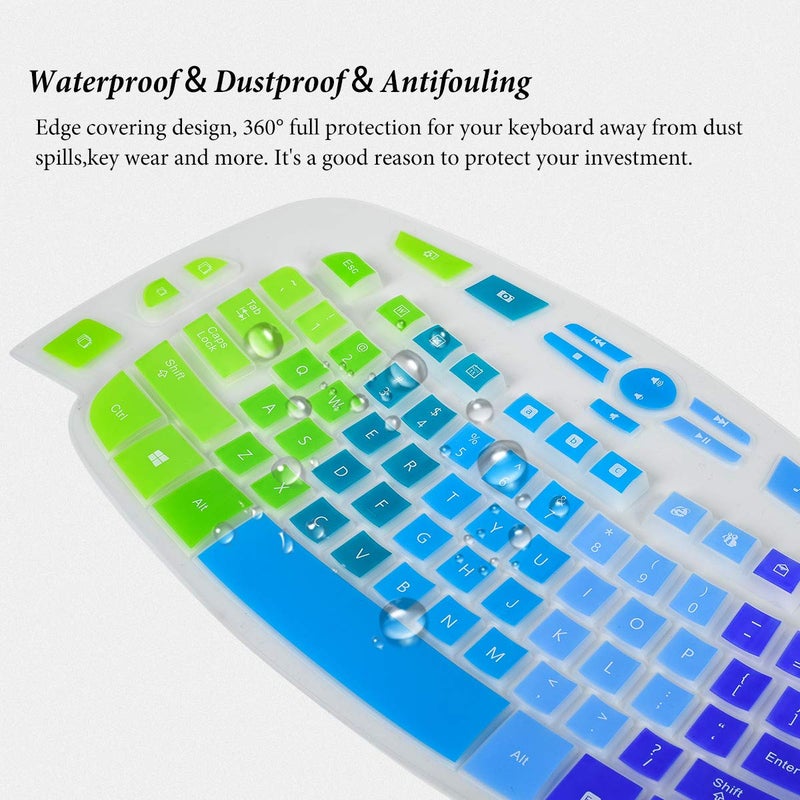 CASEDAO Keyboard Cover for Logitech K350 MK550 MK570 Wireless Wave Keyboard,Logitech K350 Ergonomic Keyboard Accessories, Ultra Thin Silicone Keyboard Cover-Rainbow - Image 4