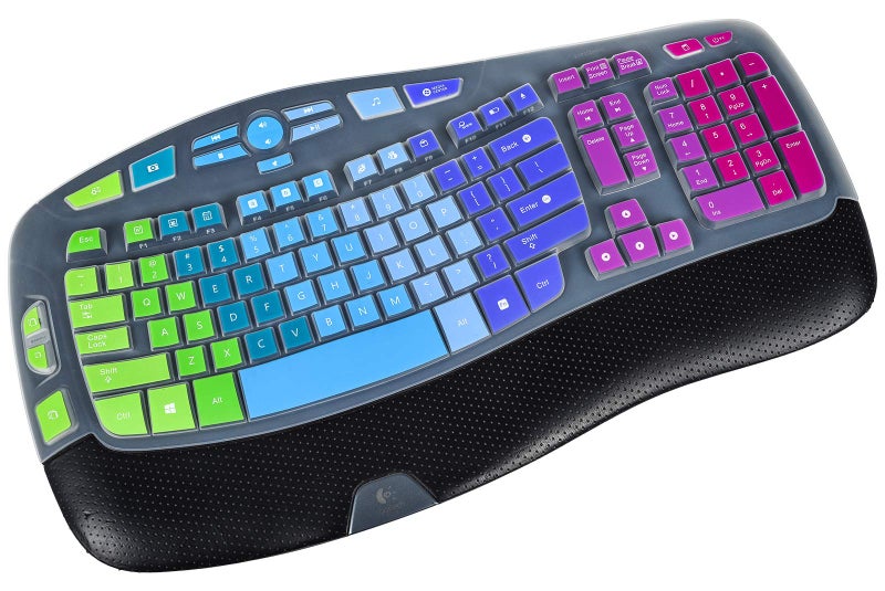 CASEDAO Keyboard Cover for Logitech K350 MK550 MK570 Wireless Wave Keyboard,Logitech K350 Ergonomic Keyboard Accessories, Ultra Thin Silicone Keyboard Cover-Rainbow - Image 1