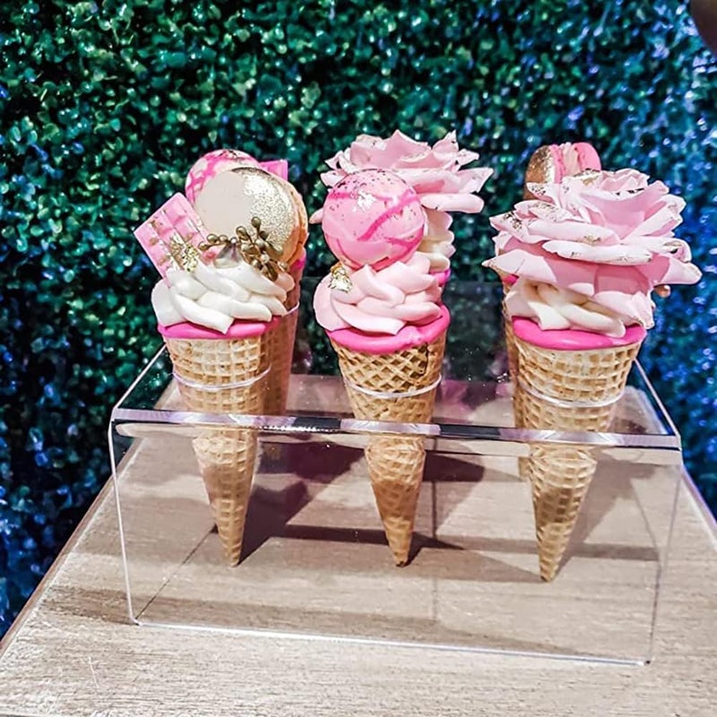 Kd Retail 6 Holes Round Acrylic Ice Cream Clear Ice Cream Display Stand, Waffle Roll Cone Holder, Cone Holder Stand for Wedding, Birthday, Restaurant, Party or Buffet 3mm -(PACK OF 2) - Image 2