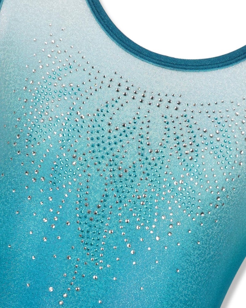 Gogokids Gymnastics Leotards for Girls Sparkly Rhinestone Dance Unitards Biketards with Shorts Activewear, Blue-green, 3-4 Years - Image 2