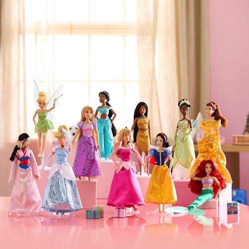 Disney store مجموعة هدايا دمى كلاسيكية من متجر ديزني الرسمي مجموعة ألعاب الأميرات مع دمى وإكسسوارات تأتي في صندوق عرض تشمل 11 دمية أزياء وإكسسوارات - Image 5