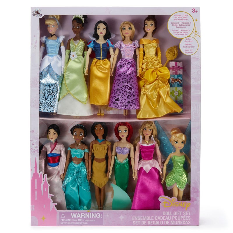 Disney store مجموعة هدايا دمى كلاسيكية من متجر ديزني الرسمي مجموعة ألعاب الأميرات مع دمى وإكسسوارات تأتي في صندوق عرض تشمل 11 دمية أزياء وإكسسوارات - Image 3