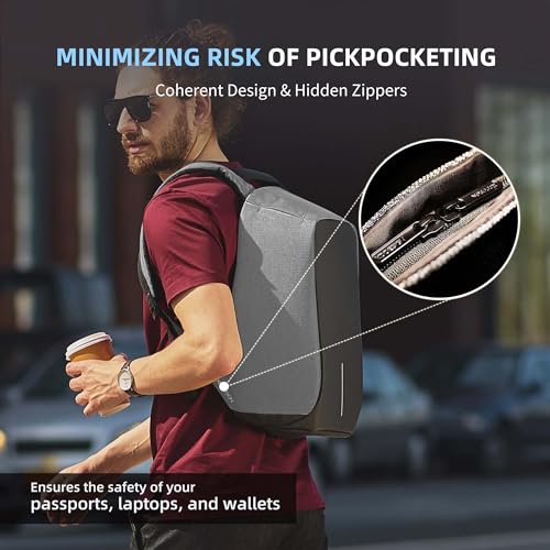XDDesign Bobby Original 12.5L Anti Theft Laptop Backpack, 15.6" Laptop&9.7" Tablet Sleeve,Slash-resistant,Water Repellent,Shockproof, USB Charging Port Travel Carry on Flight Approved for Men&Women - Image 3