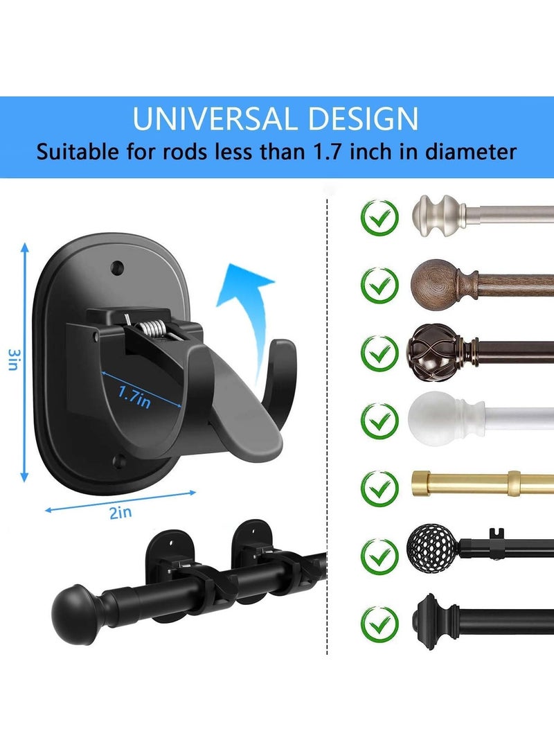 2PCS Upgraded Self Adhesive Curtain Rod Brackets，Curtain Rod Hooks，Curtain rods no Drilling，Curtain Rod Brackets for Wall，for0.6~1.7 inch Curtain Rod (Black) - Image 2