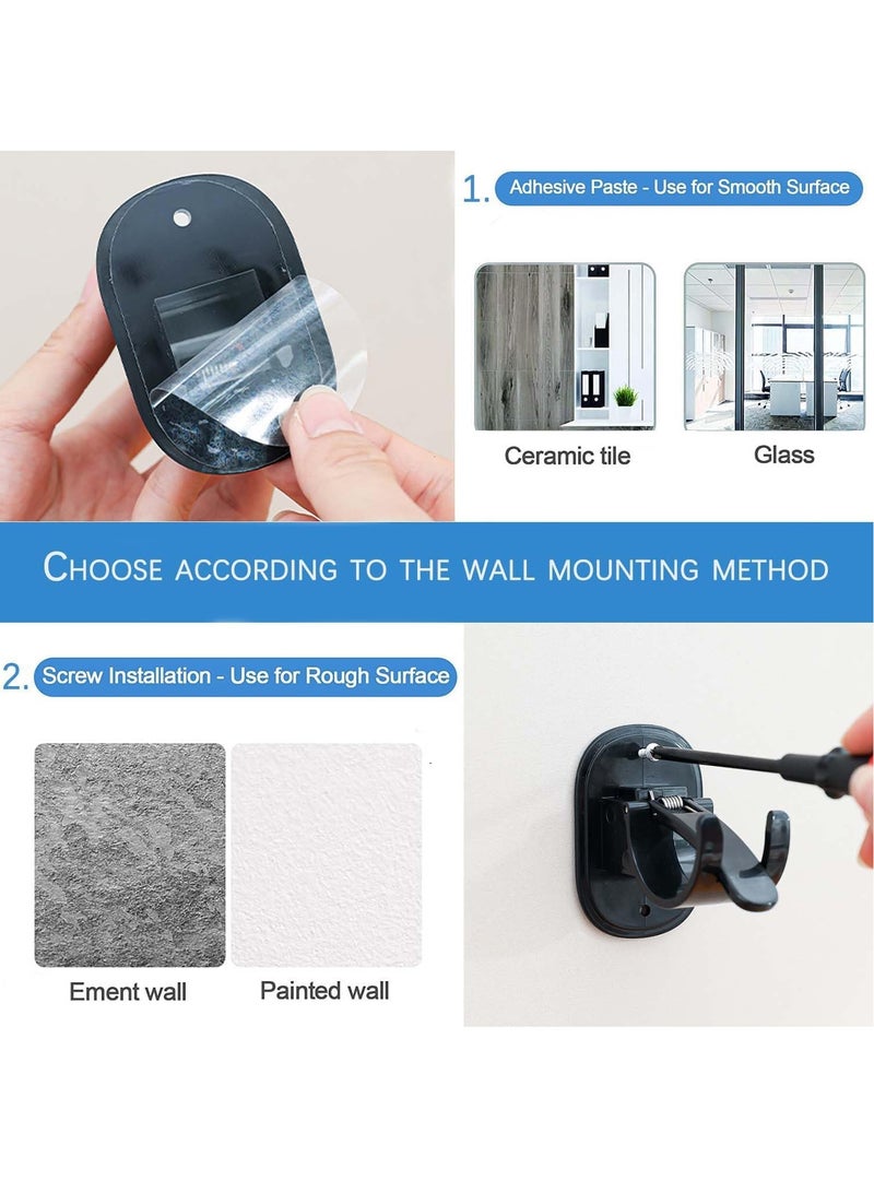 2PCS Upgraded Self Adhesive Curtain Rod Brackets，Curtain Rod Hooks，Curtain rods no Drilling，Curtain Rod Brackets for Wall，for0.6~1.7 inch Curtain Rod (Black) - Image 5