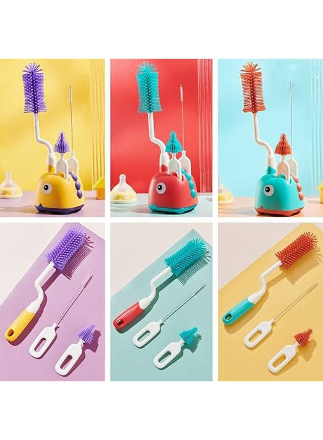 4 in 1 Silicone Baby Bottle Cleaning Brush Set with Stand, 360° Rotating Water Bottles Cleaner, Cup Gap Clean Brushes - Image 5