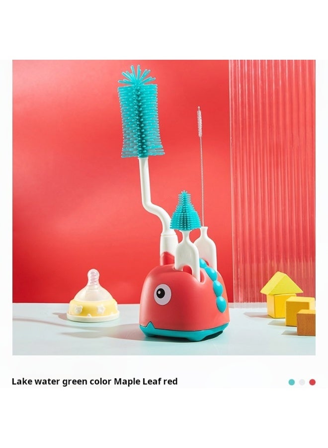 4 in 1 Silicone Baby Bottle Cleaning Brush Set with Stand, 360° Rotating Water Bottles Cleaner, Cup Gap Clean Brushes - Image 1
