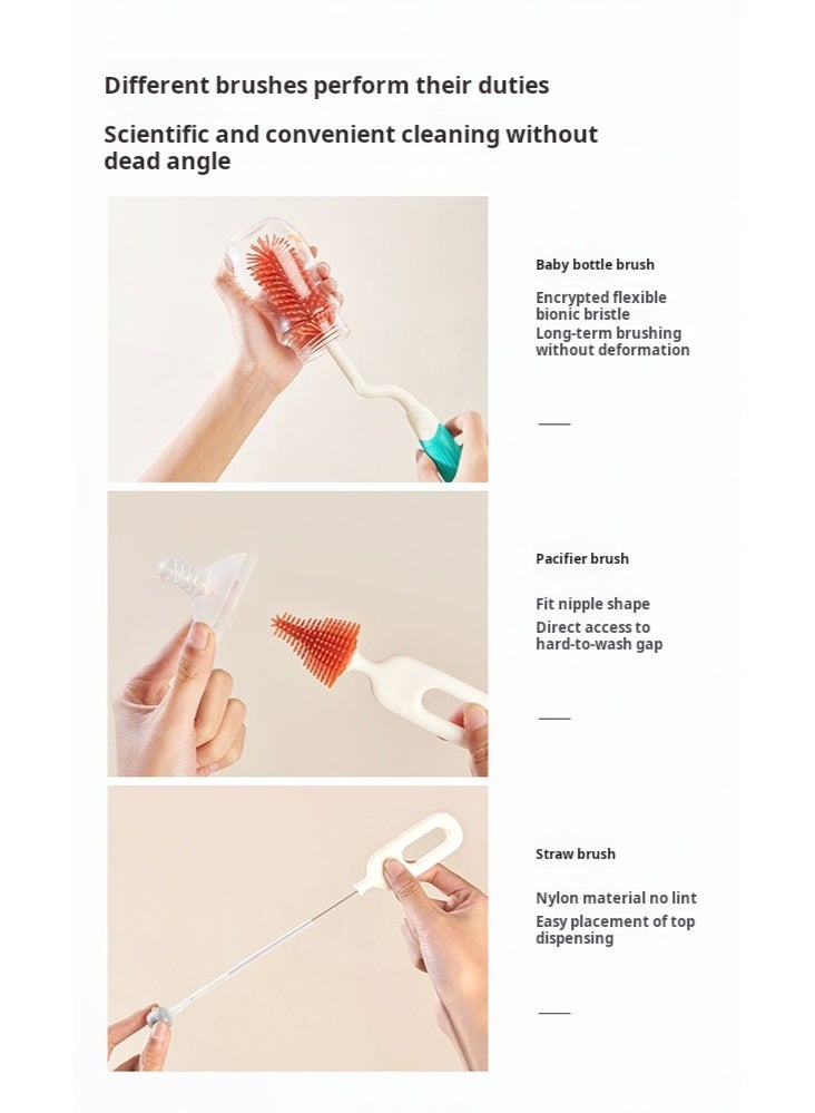 4 in 1 Silicone Baby Bottle Cleaning Brush Set with Stand, 360° Rotating Water Bottles Cleaner, Cup Gap Clean Brushes - Image 4