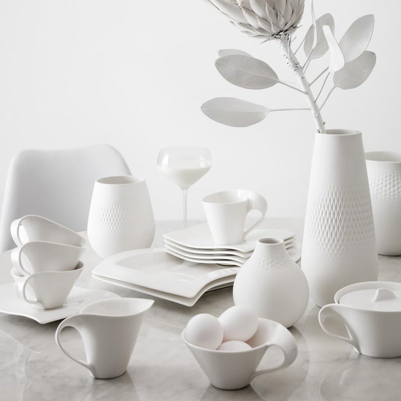 Villeroy & Boch طبق فنجان الشاي نيو ويف، 7 × 6 بوصة، بورسلين فاخر، أبيض - Image 1