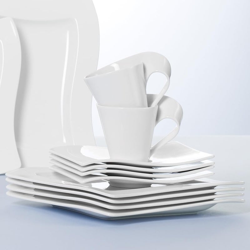 Villeroy & Boch طبق فنجان الشاي نيو ويف، 7 × 6 بوصة، بورسلين فاخر، أبيض - Image 2