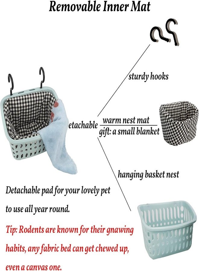 JWShang Rat Hammock for Cage - Small Animal Hanging Basket Bed with Sturdy Hooks, Cozy Pet Rat Cage Accessories for Guinea Pig Chinchilla Sugar Glider Ferret (Blue, L) - Image 4