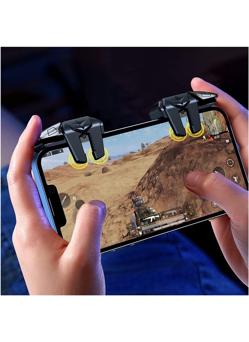 ماركة غير محددة - وحدة تحكم ألعاب الهاتف المحمول عالية التقنية Trigger 6 Finger Game Trigger Sensitive Shoot Target وأزرار معدنية لـ PUBG/Fortnite/Call of Duty/Rules of Survival والعديد من الألعاب الأخرى (تشمل قطعتين - Image 1