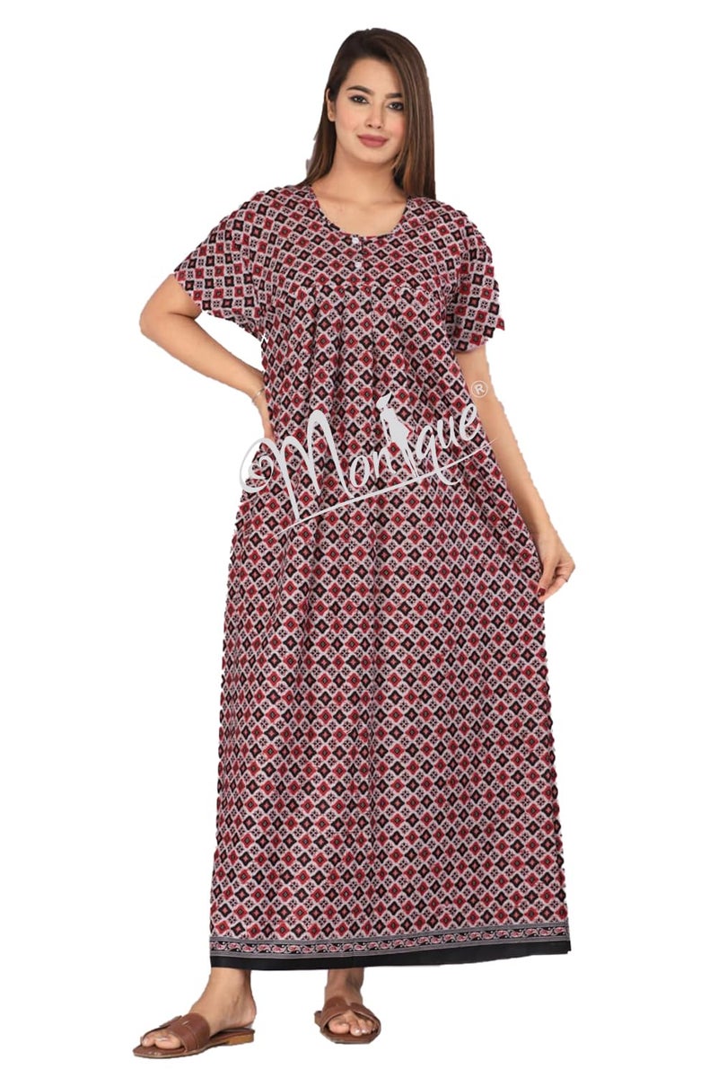 Monique Brand Girls & Women's 100% Pure Cotton Floral Print Nighty | Maxi | Night Gown Combo Pack of 2 - Image 5