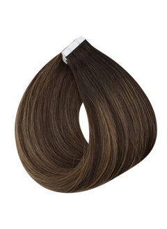 Fshine Full Shine Tape In Human Hair 16Inch Tape On Hair Extensions 50G Tape In Hair Extensions Straight Silky Hair Color 2 Fading To 8 Highlight 2 Darkest Brown Double Sided Tape In Hair Extensions 20Pcs  - Image 4