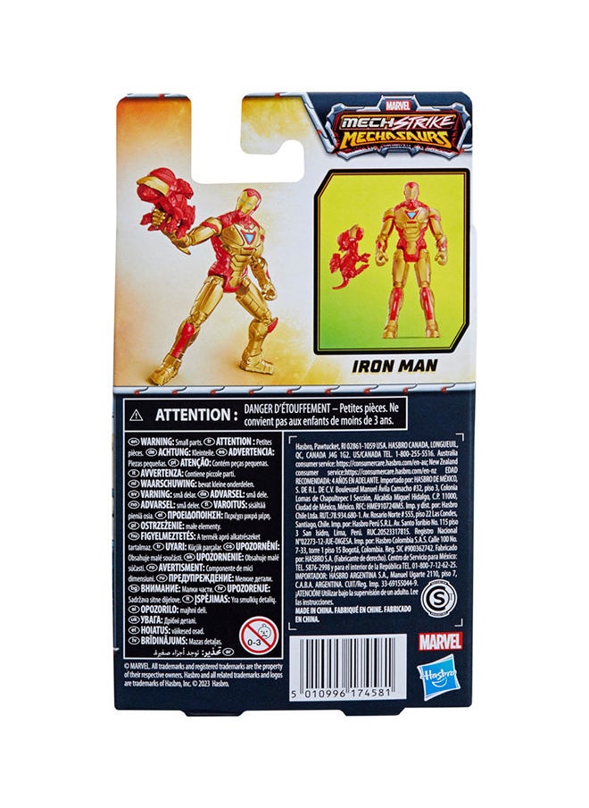 MARVEL CLASSIC Marvel Mech Strike Mechasaurs Iron Man Action Figure, 4-Inch, with Accessory  - Image 1