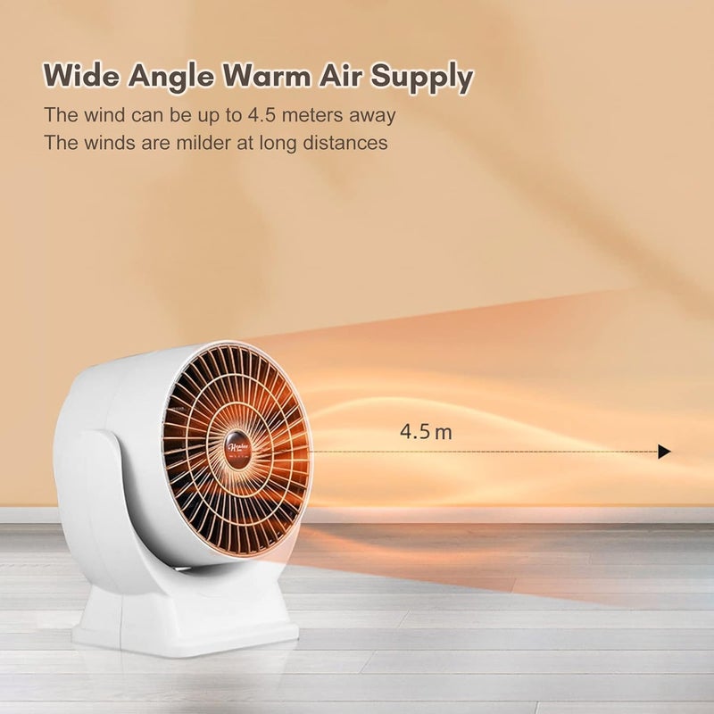 Goreem Space Heater 800W，Tip-Over and Overheat Protection Function Overheating and Tilt Protection Flip Up and Down， Space Heaters for Office, Bedroom and Under Desk - Image 5